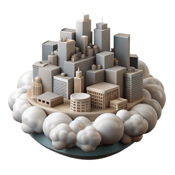 impressive contemporary Cloudy Cityscape Transparent Background Aerial Perspective exclusive png
