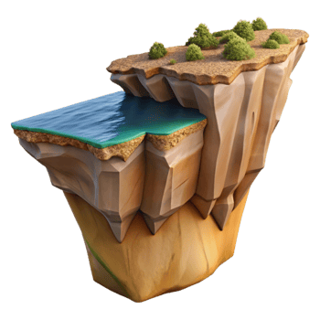 dramatic contemporary Coastal Cliff Cutout Dramatic Perspective Isolated Element authentic png