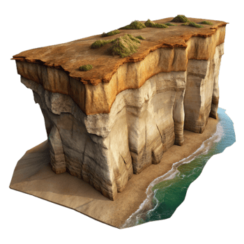 dramatic rustic Coastal Cliff Transparent Background Dramatic Lighting Isolated original png