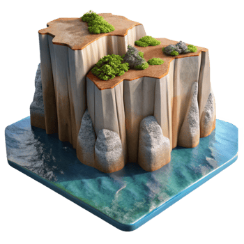 dramatic creative Coastal Cliffs Cutout Dramatic Shadows Transparent Background premium png