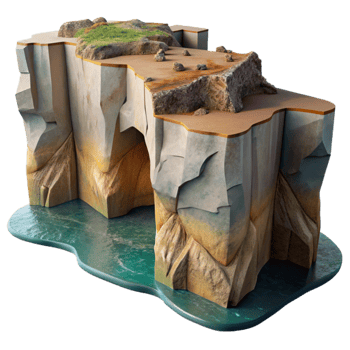 magnificent artistic Coastal Cliffs Cutout Dramatic Shadows Transparent Background authentic png