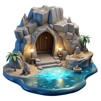 vibrant creative Coastal Grotto Transparent Background Moonlit Cavern premium png