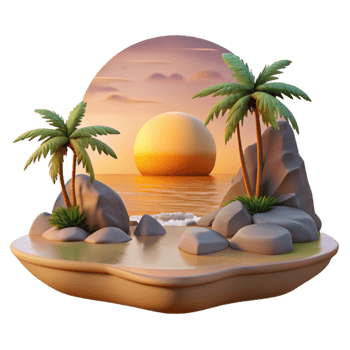 beautiful traditional Coastal Sunset Scene with Transparent Background premium png