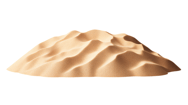 Sand dune formation with textured surface, cut out transparent png