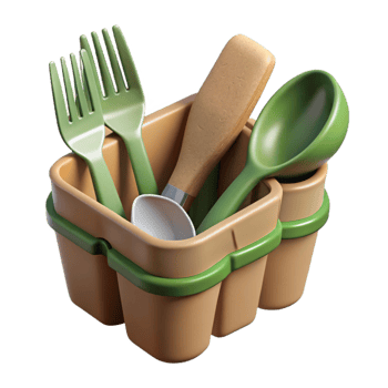 wonderful abstract Compostable Cutlery Set Angled View Cutout png