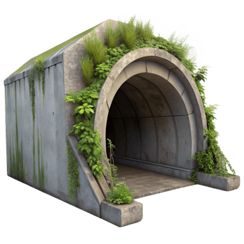 stunning minimalist Concrete Tunnel with Overgrowth Cutout exclusive png