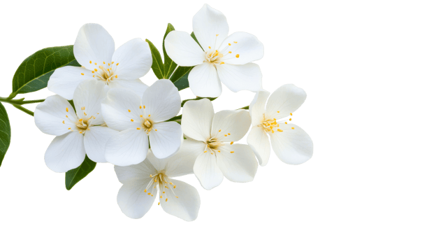 White Jasmine Blossom Cluster on Black, cut out transparent png