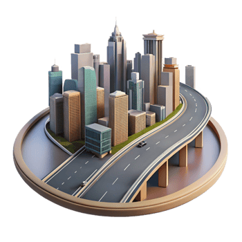 dramatic modern Converging Highways Cityscape Backdrop Transparent Graphic exclusive png