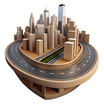beautiful vintage Converging Highways Cityscape Backdrop Transparent Graphic authentic png