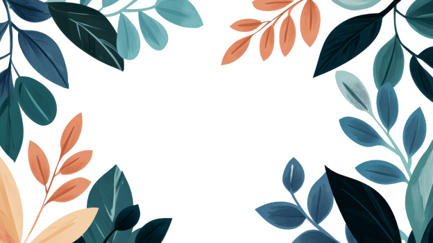 Elegant leaves border with vibrant colors, isolated cutout transparent png