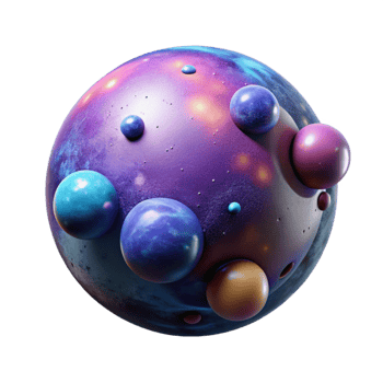 extraordinary classic Cosmic Bubble with Planets and Stars Isolated genuine png