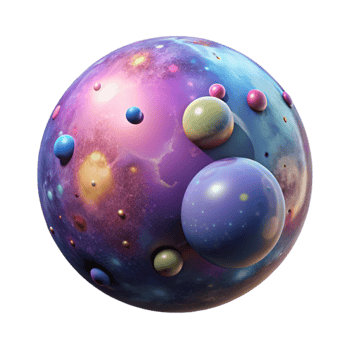 impressive vintage Cosmic Bubble with Planets and Stars Isolated exclusive png