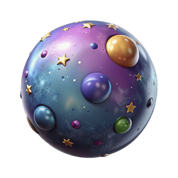 elegant creative Cosmic Bubble with Planets and Stars Isolated genuine png