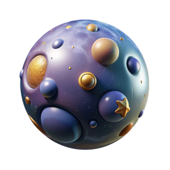 impressive minimalist Cosmic Bubble with Planets and Stars Isolated original png