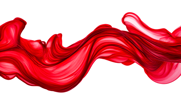 Red paint flow design, wavy motion effect illustration, cut out transparent png