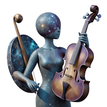 stunning creative Cosmic Orchestra Transparent Background Silhouette high quality png