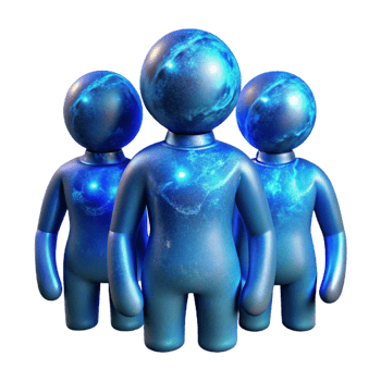 beautiful contemporary Cosmic Traveler Group Silhouette Isolated with Blue Lighting genuine png