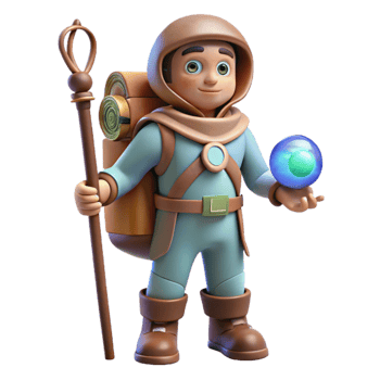 dramatic vintage Cosmic Traveler with Staff Isolated on Transparent Background original png