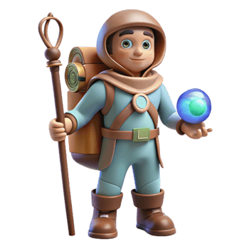 extraordinary abstract Cosmic Traveler with Staff Isolated on Transparent Background original png
