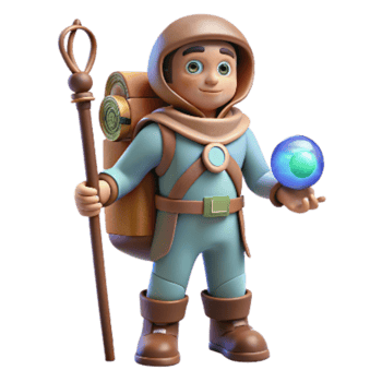 stunning rustic Cosmic Traveler with Staff Isolated on Transparent Background genuine png
