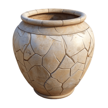 dramatic rustic Cracked Ceramic Pot Texture Cutout on Transparent Background genuine png