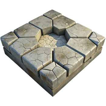 impressive modern Cracked Concrete Slab with Geometric Pattern Cutout high quality png