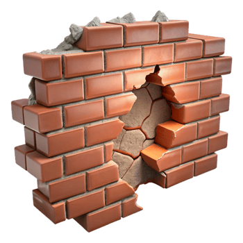 beautiful classic Cracked Wall with Exposed Bricks Cutout detailed png