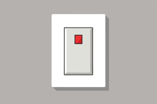 White electrical switch with red indicator. vector