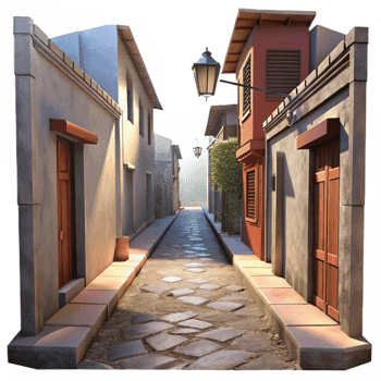 beautiful vintage Crepuscular City Alleyway with Dramatic Shadows high resolution png
