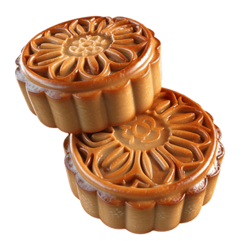 Two moon cakes sitting on top of each other png