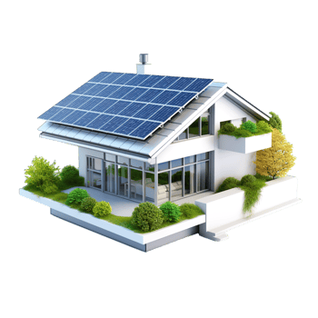 A house with solar panels on the roof png