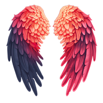 Two pink and blue wings on a black background png