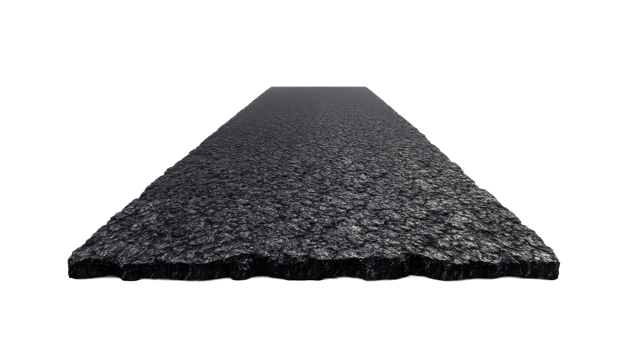 Rough asphalt surface texture detail and perspective view, cut out transparent png