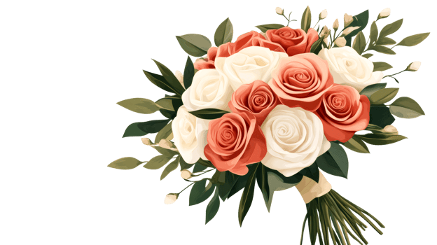 Peach and cream rose flower bouquet, isolated element , cut out transparent png