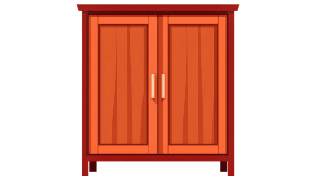 Cartoon closet furniture in brown tones for storage, cut out transparent png