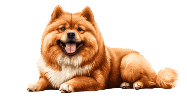 Chow Chow Dog Portrait Lying Down Smiling, Cut Out Transparent png