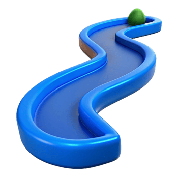 dramatic abstract Curving River Path Blue Isolated Transparent Background exclusive png