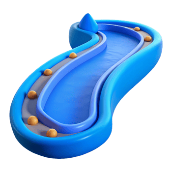 extraordinary abstract Curving River Path Blue Isolated Transparent Background png