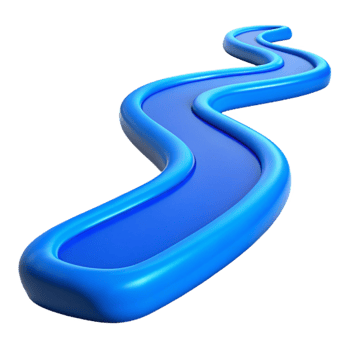 stunning creative Curving River Path Blue Isolated Transparent Background high resolution png