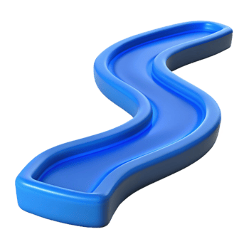 stunning creative Curving River Path Blue Isolated Transparent Background png