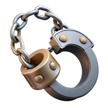 magnificent modern Cutout of a Handcuff with Chain and Locking Mechanism premium png