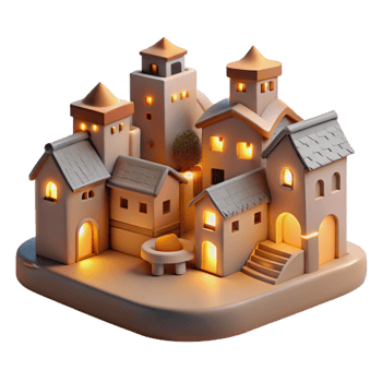 elegant minimalist Cutout Town Warm Lights in the Distance Transparent Background high resolution png