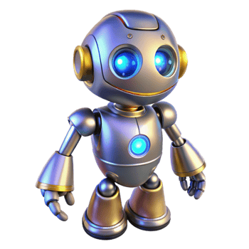 dramatic contemporary Cybernetic Bud Robot Bright Lighting Transparent Background professional png