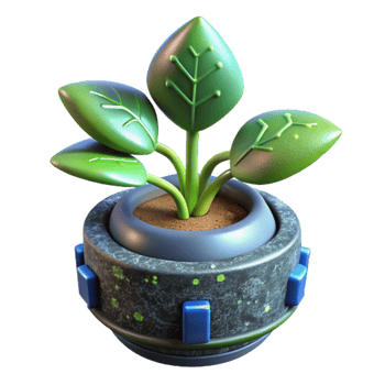 dramatic traditional Cybernetic Plant Growth Cutout Front View authentic png