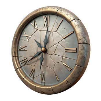 elegant minimalist Damaged Clock Face Isolated with Cracked Glass detailed png