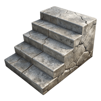serene contemporary Damaged Concrete Step Texture Isolated professional png