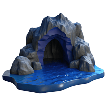 dramatic minimalist Dark Blue Grotto in Ocean Cliff Cutout high quality png