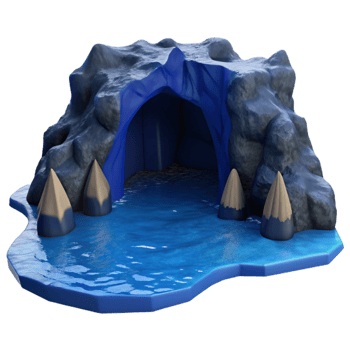 dramatic modern Dark Blue Grotto in Ocean Cliff Cutout professional png