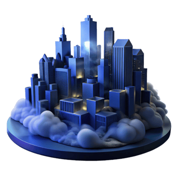 stunning creative Dark Blue Misty City Cutout Night Scene png