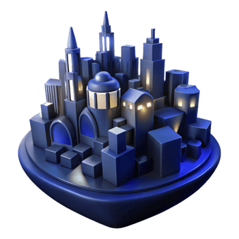 impressive minimalist Dark Blue Twilight City Isolated png